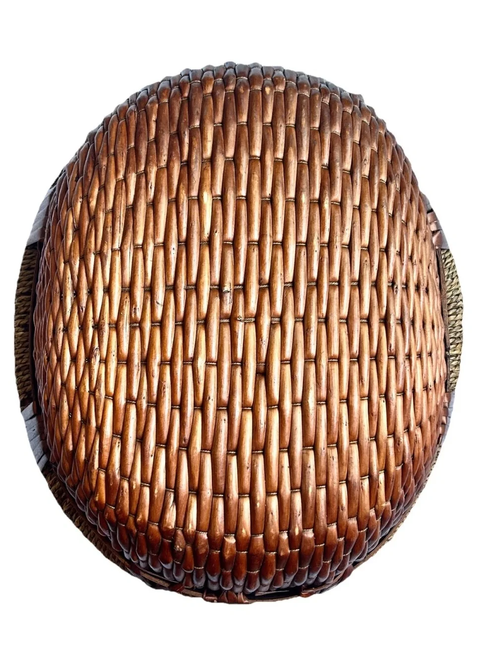 Woven Wicker Rattan Oval Basket Display Décor Storage Open Basket W/Handles 14”